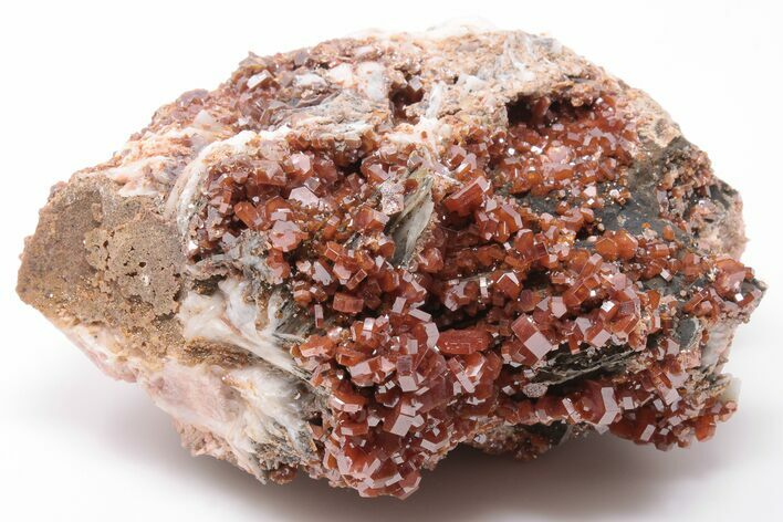 Ruby Red Vanadinite Crystals on Black/White Barite - Morocco #196327